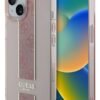 Guess iPhone 15 Backcover hoesje IML 4G Stripe Roze