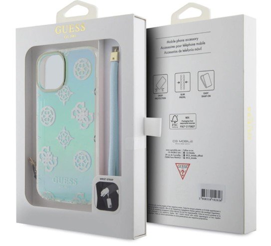 Guess iphone 15 Back Cover Case Glitter Turquoise