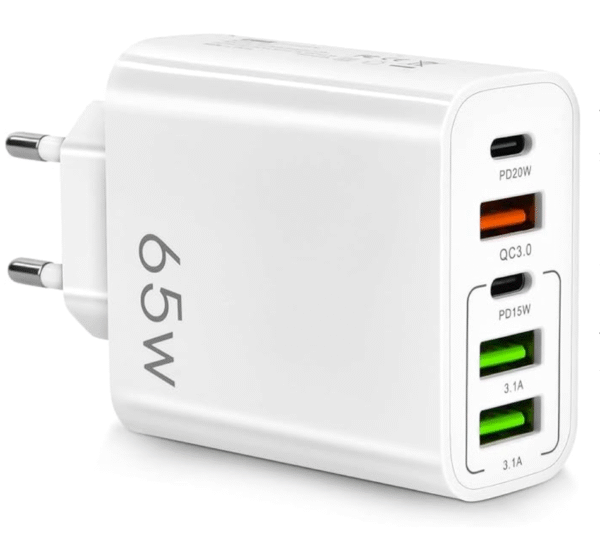 Quick charge oplader met 5 oplaad poorten 65W Wit