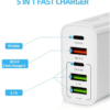 Quick charge oplader met 5 oplaad poorten 65W Wit
