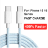 USB-C naar USB-C Oplaadkabel 60W Snelladen 2 Meter Sky Blue