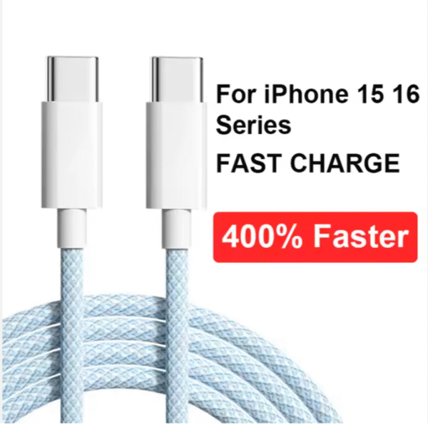 USB-C naar USB-C Oplaadkabel 60W Snelladen 2 Meter Sky Blue