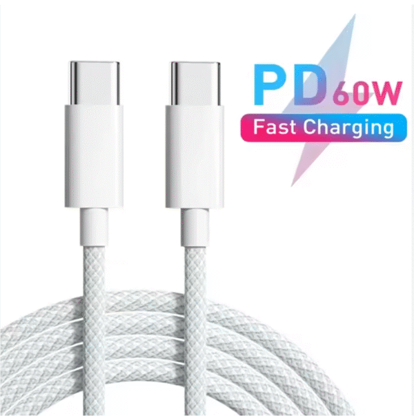 USB-C naar USB-C Oplaadkabel 60W Snelladen 2 Meter Grijs
