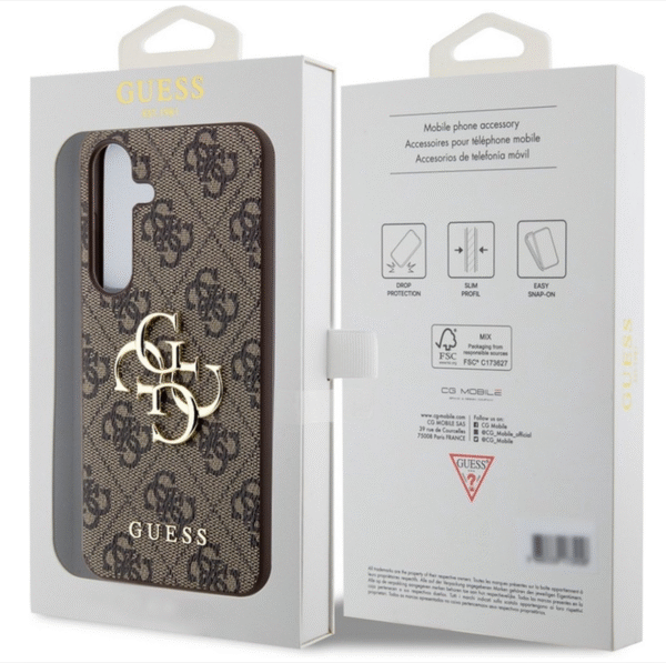 Guess Samsung Galaxy S24 Back Cover hoesje 4G Big Metal Logo Bruin