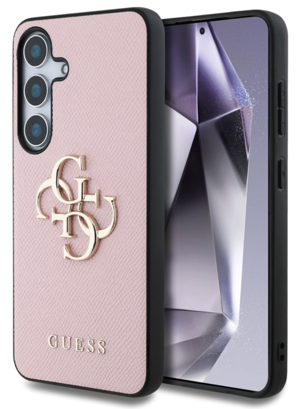 Guess Samsung Galaxy S25 Back Cover hoesje Grained Big 4G Logo Roze