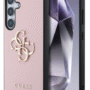Guess Samsung Galaxy S25 Back Cover hoesje Grained Big 4G Logo Roze