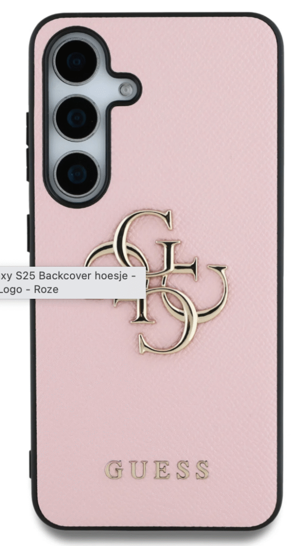 Guess Samsung Galaxy S25 Back Cover hoesje Grained Big 4G Logo Roze