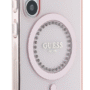 Guess Samsung Galaxy S25 Back Cover hoesje Rhinestones Printed Classic Logo MagSafe Roze
