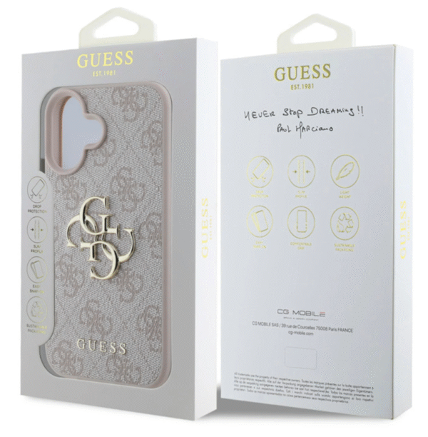 Guess iPhone 16 Back Cover hoesje 4G Big Metal Logo Roze