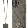 Guess iPhone 16 Back Cover hoesje Magsafe IML Crossbody Cord Bruin