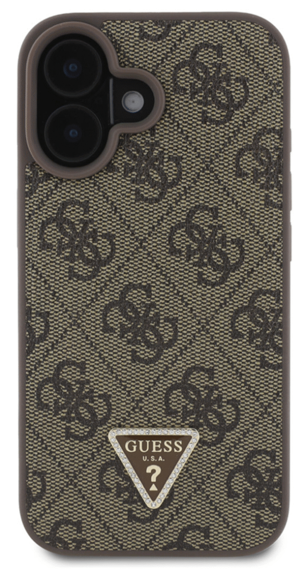 Guess iPhone 16 Back Cover hoesje Magsafe IML Crossbody Cord Bruin