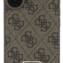 Guess iPhone 16 Back Cover hoesje Magsafe IML Crossbody Cord Bruin