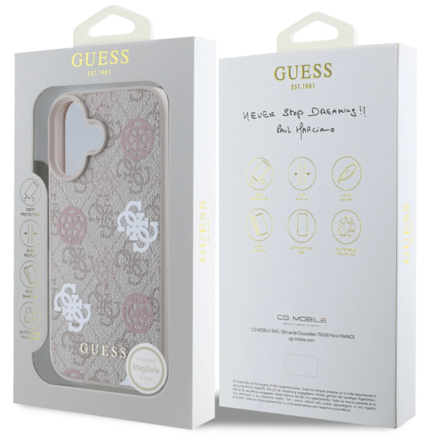Guess iPhone 16 Back Cover hoesje Magsafe Peony on 4G Roze