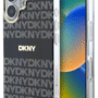 DKNY iPhone 16 Back Cover hoesje Repeat Pattern Tonal Stripe Magsafe Zwart