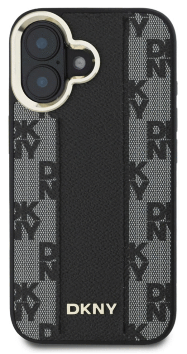 DKNY iPhone 16 Back Cover hoesje Magsafe Checkered Pattern Zwart