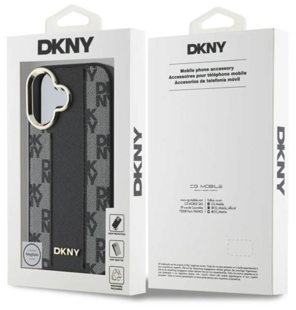DKNY iPhone 16 Back Cover hoesje Magsafe Checkered Pattern Zwart