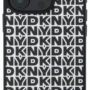 DKNY IPhone 16 Back Cover case PU Leather Repeat Pattern Bottom Stripe MagSafe Zwart