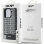 DKNY IPhone 16 Back Cover case PU Leather Repeat Pattern Bottom Stripe MagSafe Zwart