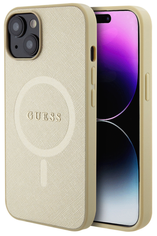 Guess iPhone 15 Hardcase Back Cover Saffiano Beige
