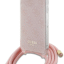 Guess iPhone 15 Back Cover hoesje Crossbody cord 4G print Roze