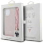 Guess iPhone 15 Back Cover hoesje Crossbody cord 4G print Roze