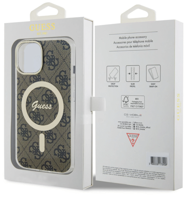 Guess iPhone 15 Back Cover hoesje Magsafe IML 4G Bruin