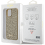 Guess iPhone 15 Hardcase hoesje Metal Script Disco Goud