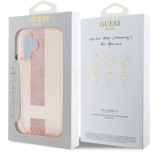 Guess iPhone 16 Back Cover hoesje IML 4G Stripe Roze - Afbeelding 2