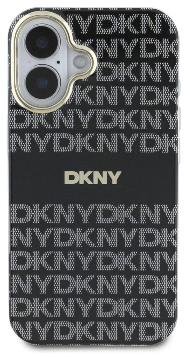 DKNY iPhone 16 Back Cover hoesje Repeat Pattern Tonal Stripe Magsafe Zwart - Afbeelding 3