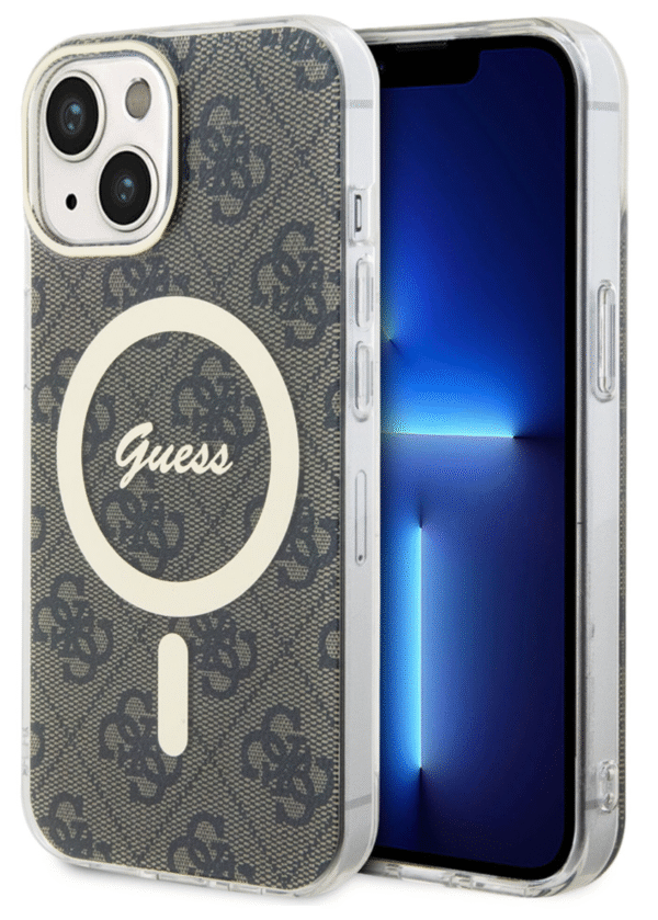 Guess iPhone 15 Back Cover hoesje Magsafe IML 4G Bruin