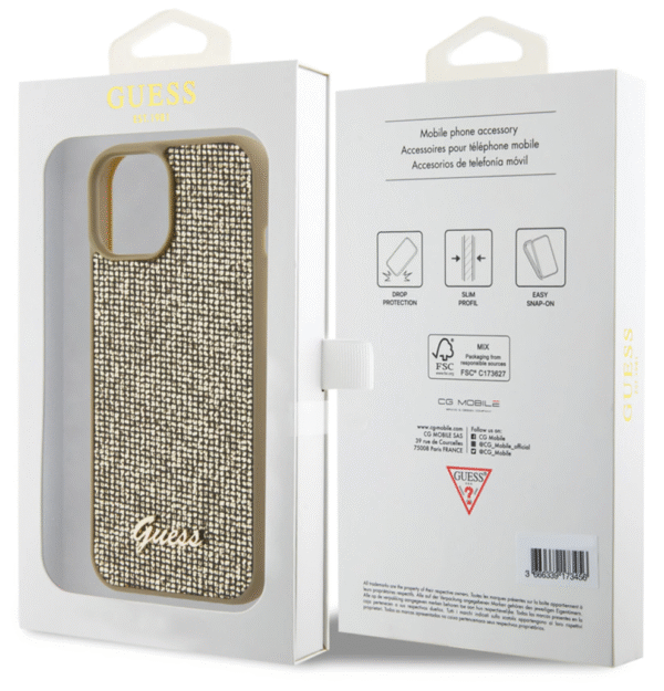 Guess iPhone 15 Hardcase hoesje Metal Script Disco Goud - Afbeelding 2