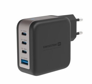 Swissten Snellader met 4 Poorten 100W - GaN Technologie - 3x USB C Poort & 1x USB-A Poort - Geschikt voor laptop, smartphone en tablet