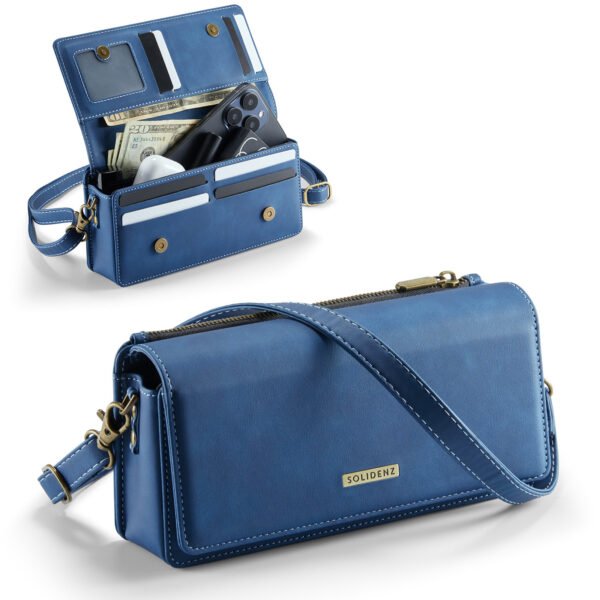 Solidenz Universeel Schoudertas voor Telefoon en Portemonnee tot 7.5 inch – Blauw - Afbeelding 6