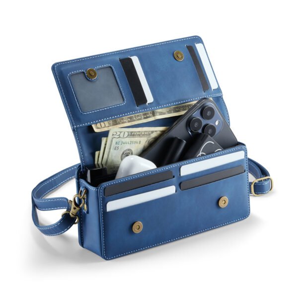 Solidenz Universeel Schoudertas voor Telefoon en Portemonnee tot 7.5 inch – Blauw - Afbeelding 5