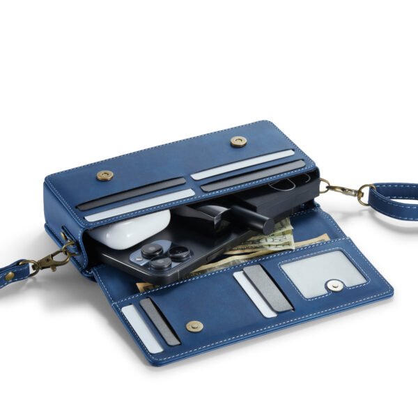 Solidenz Universeel Schoudertas voor Telefoon en Portemonnee tot 7.5 inch – Blauw - Afbeelding 4