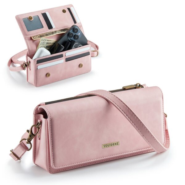 Solidenz Universeel Schoudertas voor Telefoon en Portemonnee tot 7.5 inch – Roze - Afbeelding 2