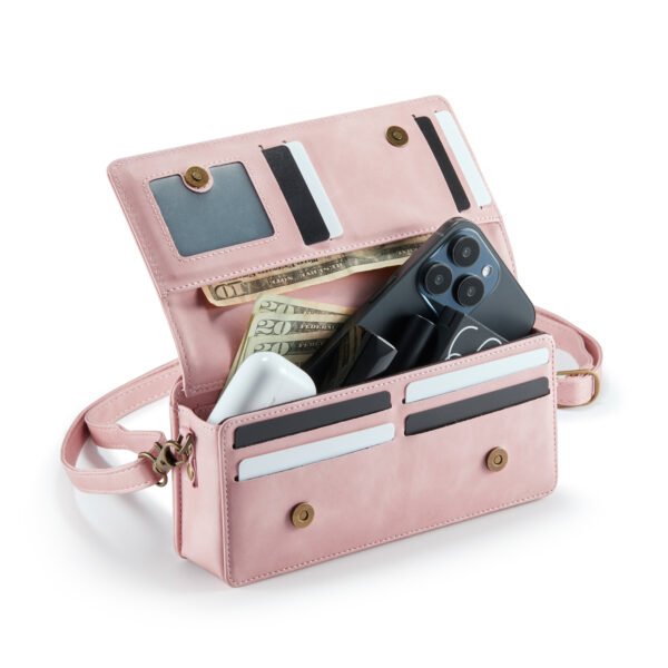 Solidenz Universeel Schoudertas voor Telefoon en Portemonnee tot 7.5 inch – Roze - Afbeelding 3