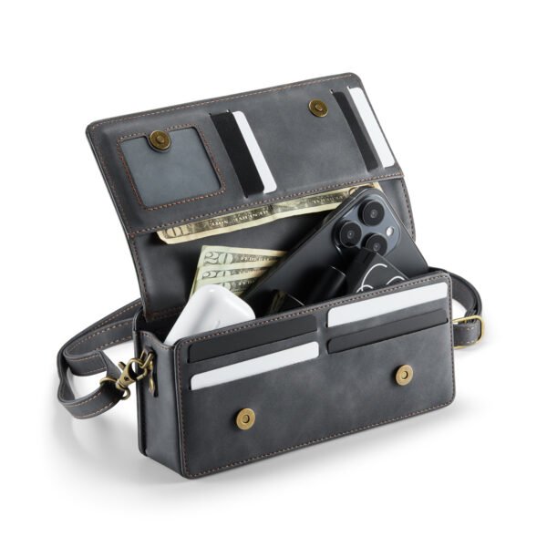 Solidenz Universeel Schoudertas voor Telefoon en Portemonnee tot 7.5 inch – Zwart - Afbeelding 3
