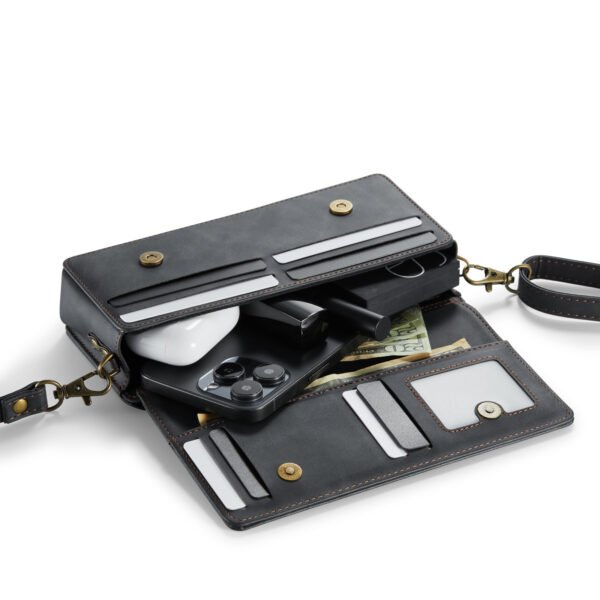 Solidenz Universeel Schoudertas voor Telefoon en Portemonnee tot 7.5 inch – Zwart - Afbeelding 4
