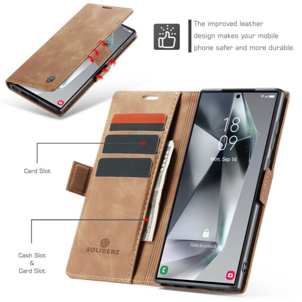 Solidenz Urban Book Samsung Galaxy S25 Ultra hoesje – Bruin - Afbeelding 3