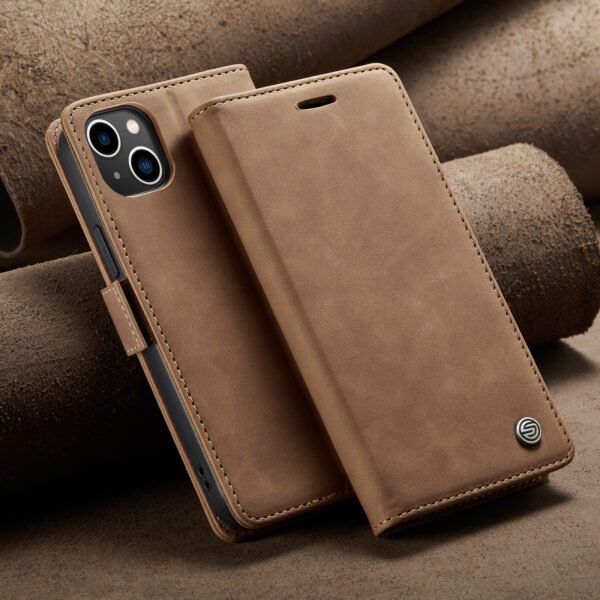 Solidenz Urban Book Iphone 15 hoesje Met Pasjeshouder Bruin - Afbeelding 2
