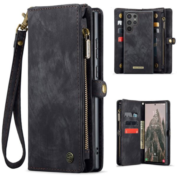 Solidenz Urban Wallet Samsung Galaxy S25 Ultra hoesje Met Pasjeshouder Zwart - Afbeelding 2