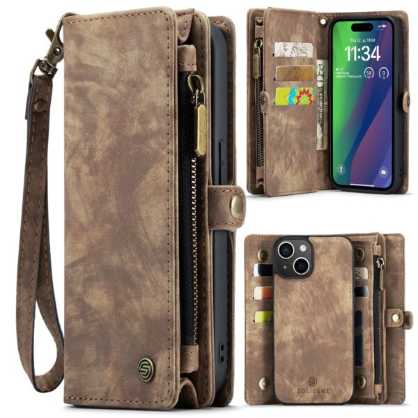 Solidenz Urban Wallet Iphone 15 hoesje Met Pasjeshouder Bruin - Afbeelding 5