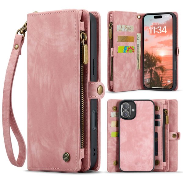 Solidenz Urban Wallet Iphone 16 hoesje Met Pasjeshouder Roze - Afbeelding 2