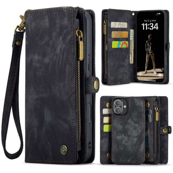 Solidenz Urban Wallet Iphone 16 hoesje Met Pasjeshouder Zwart - Afbeelding 2