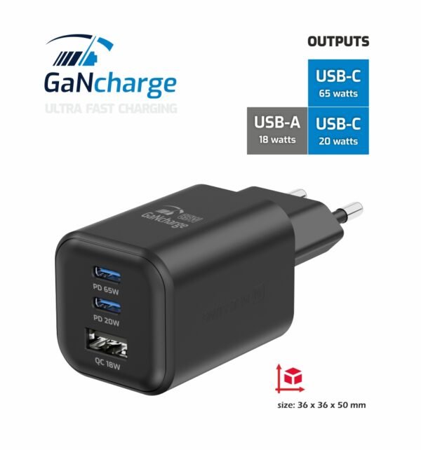 Swissten 65W GaN USB-C Snellader – Supersnelle en Veilige Oplader voor Laptop, Smartphone en Tablet - Afbeelding 3